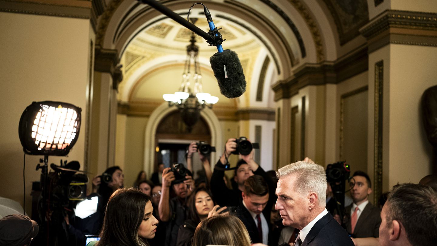 House Speaker Kevin McCarthy spoke to reporters at the US Capitol in Washington on Saturday.