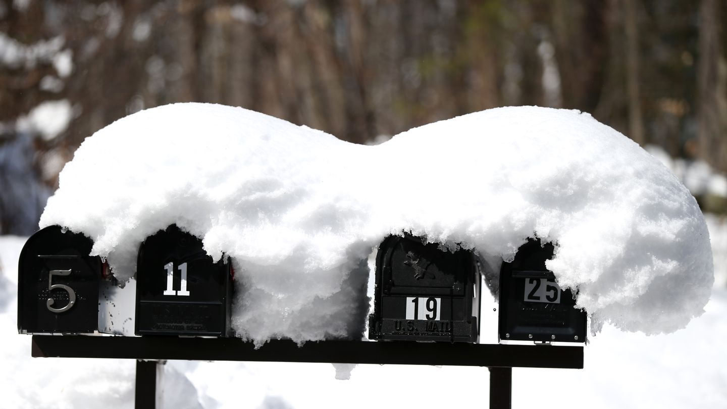 Snow covered mailboxes in Princeton, Mass., earlier this year.